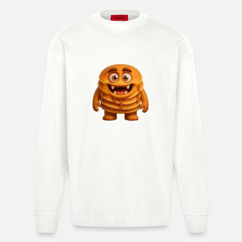 Pfannkuchen Eierkuchen - Heavyweight Oversized Organic Langarmshirt Made in EU - OFF WHITE