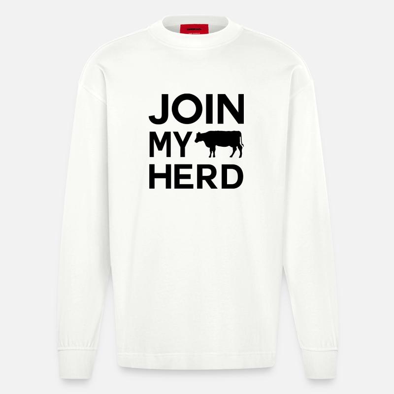 Bauer Design Join My Herd  - Heavyweight Oversized Organic Langarmshirt Made in EU - OFF WHITE