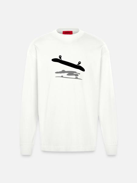Skateboard - Manches longues bio épais oversize fabriqué en UE - OFF WHITE