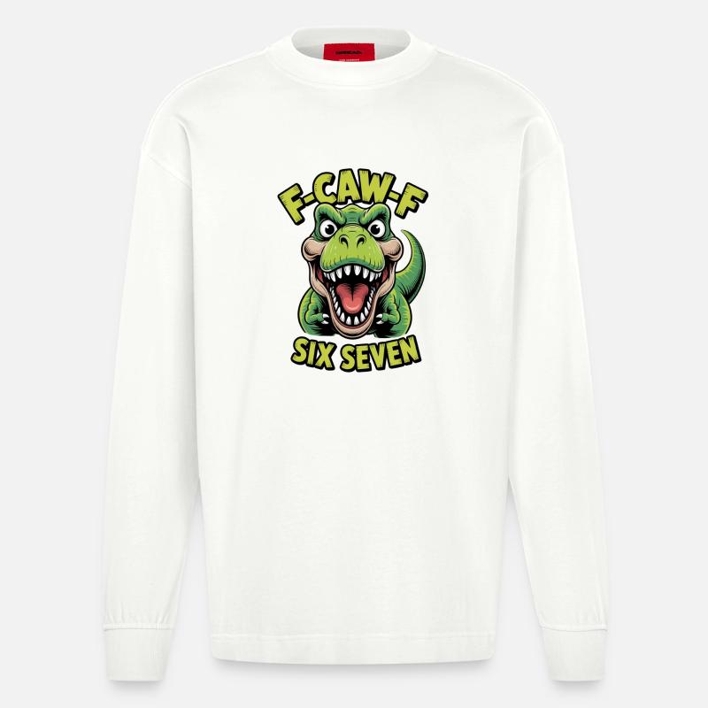 Cawing Rex Six Seven Tee - Heavyweight Oversized Organic Langarmshirt Made in EU - OFF WHITE