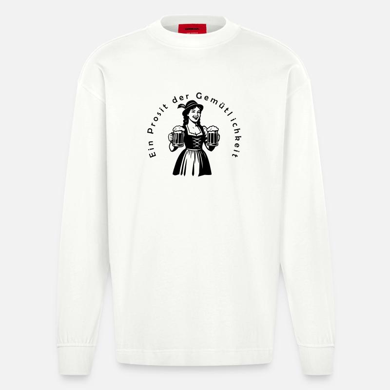 Ein Prosit der Gemütlichkeit - Heavyweight Oversized Organic Langarmshirt Made in EU - OFF WHITE