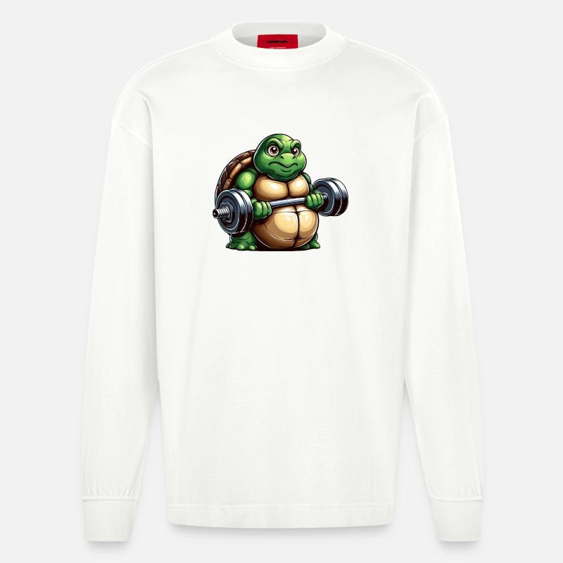Entraînement avec haltères Grim Turtle - Manches longues bio épais oversize fabriqué en UE - OFF WHITE