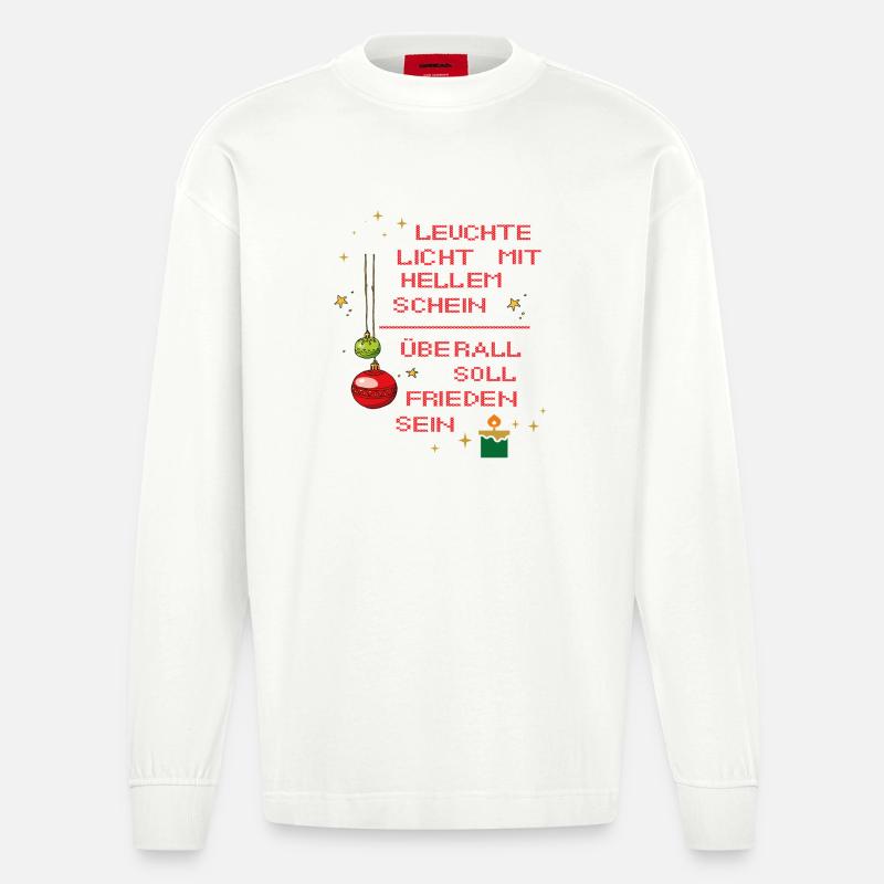 Leuchte Licht mit hellem Schein - Heavyweight Oversized Organic Langarmshirt Made in EU - OFF WHITE
