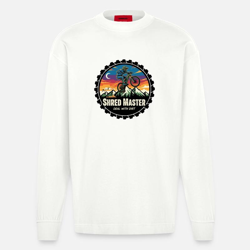 Shred Master Dirt MTB Sunset - Heavyweight Oversized Organic Langarmshirt Made in EU - OFF WHITE