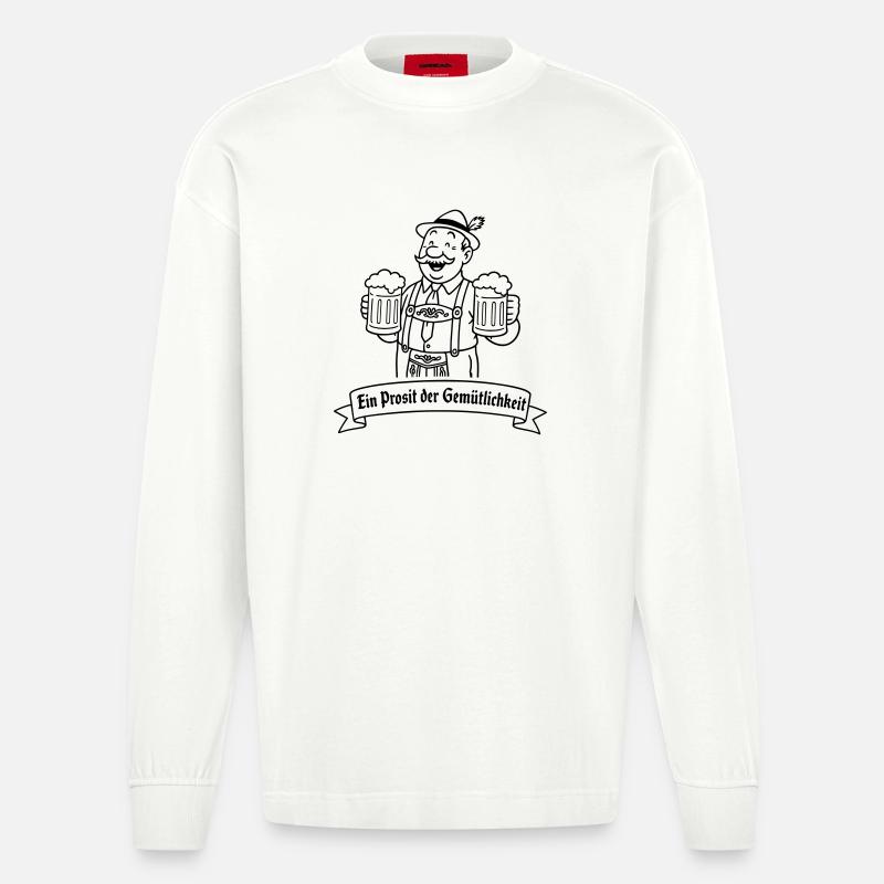 Herr Bier - Ein Prosit der Gemütlichkeit - Manches longues bio épais oversize fabriqué en UE - OFF WHITE