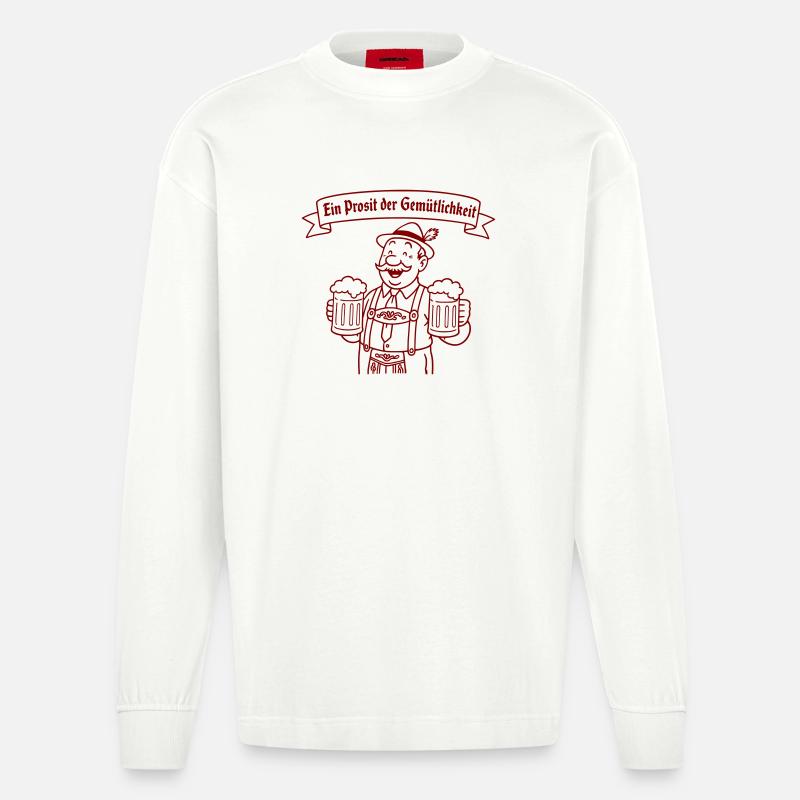 Herr Bier - Ein Prosit der Gemütlichkeit - Heavyweight Oversized Organic Langarmshirt Made in EU - OFF WHITE