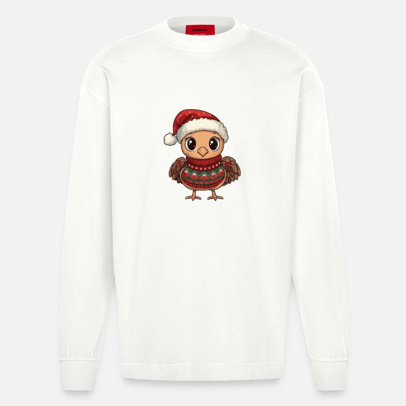 Noël de Noël à la dinde - Manches longues bio épais oversize fabriqué en UE - OFF WHITE