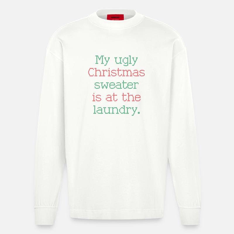 Pull de Noël - Manches longues bio épais oversize fabriqué en UE - OFF WHITE