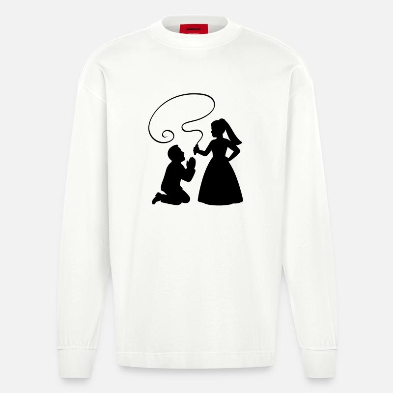 Brautpaar Ehepaar Peitsche - Heavyweight Oversized Organic Langarmshirt Made in EU - OFF WHITE