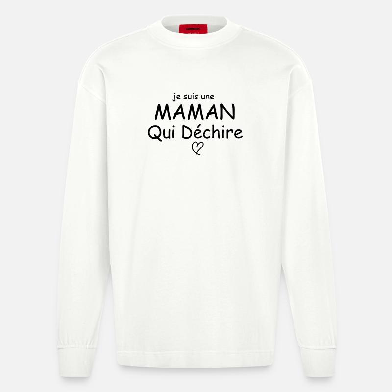 Ich bin eine großartige Mutter - Heavyweight Oversized Organic Langarmshirt Made in EU - OFF WHITE