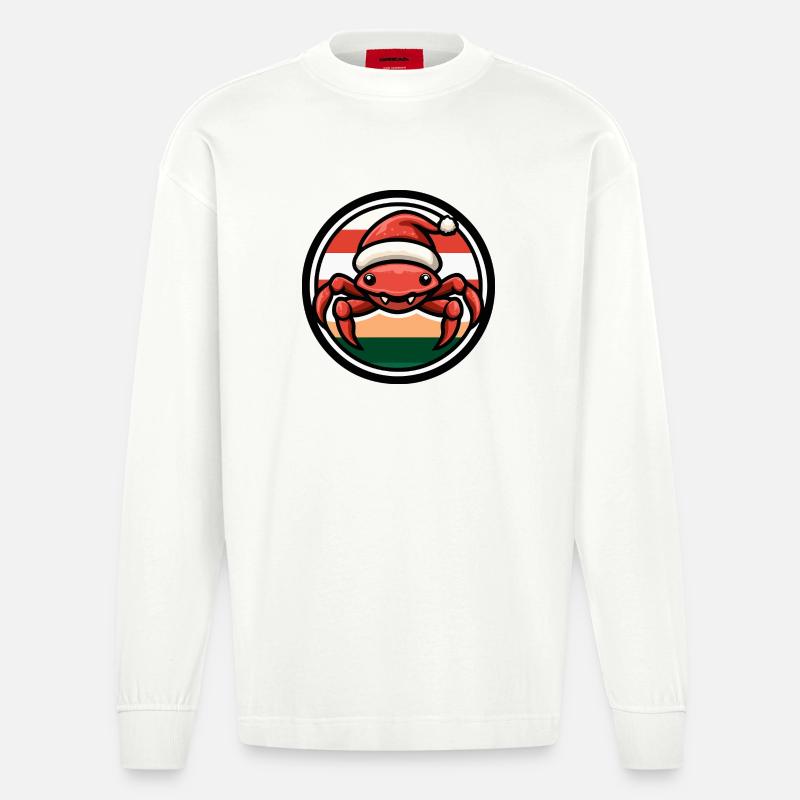 Weihnachtskrabbe im Feststil - Heavyweight Oversized Organic Langarmshirt Made in EU - OFF WHITE