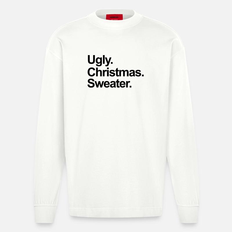hässlicher Weihnachtspullover - Heavyweight Oversized Organic Langarmshirt Made in EU - OFF WHITE