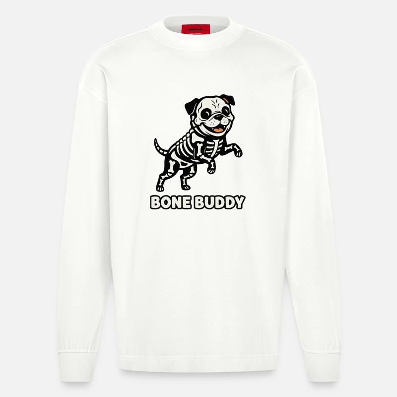 Chien Bone Buddy - Manches longues bio épais oversize fabriqué en UE - OFF WHITE