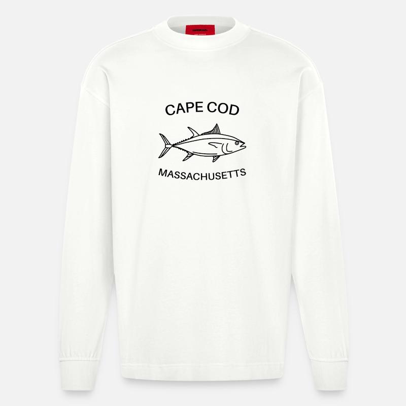 Cape Cod - Massachusetts États-Unis - Pêche - thon - Manches longues bio épais oversize fabriqué en UE - OFF WHITE