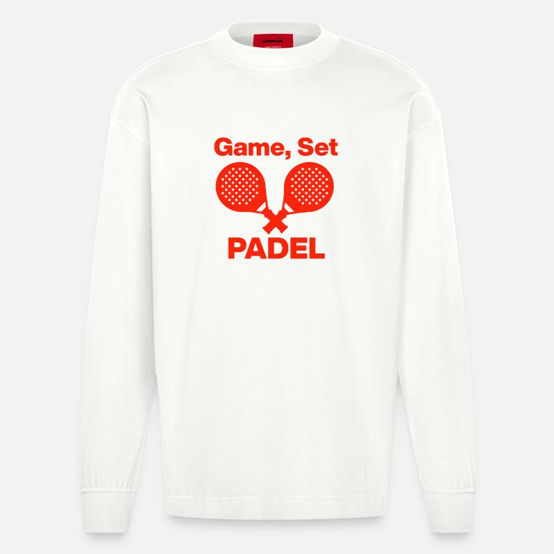 Game, Set, PADEL – Let’s Smash! - Heavyweight Oversized Organic Langarmshirt Made in EU - OFF WHITE