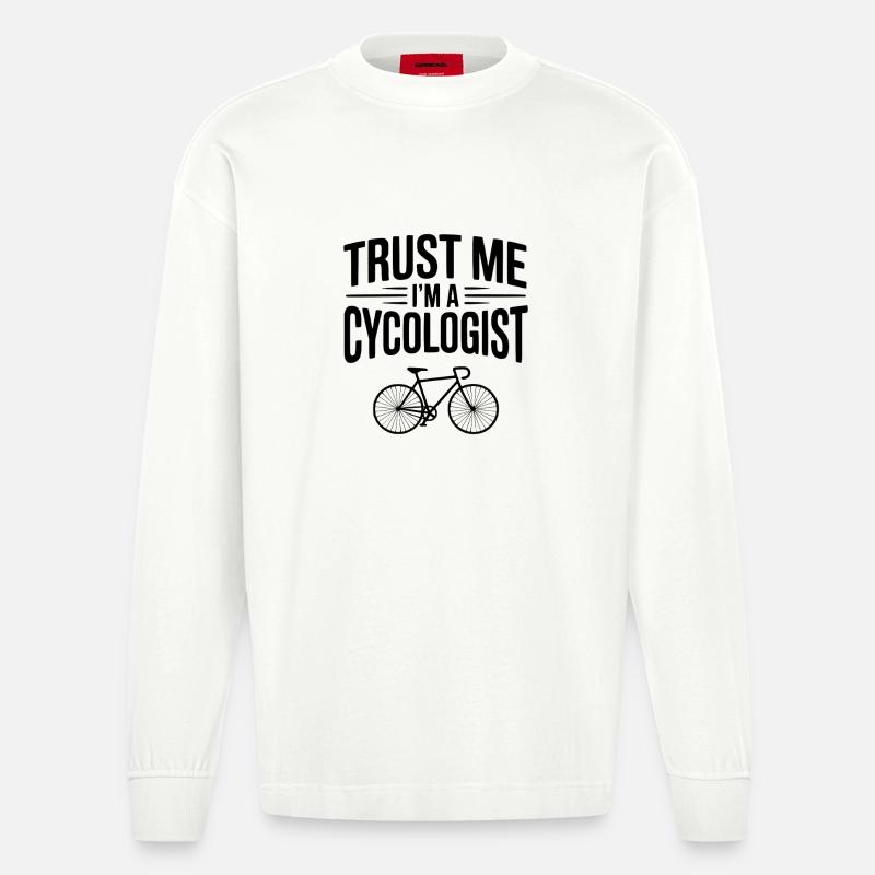 Glaub mir, ich bin Zykologe - Heavyweight Oversized Organic Langarmshirt Made in EU - OFF WHITE
