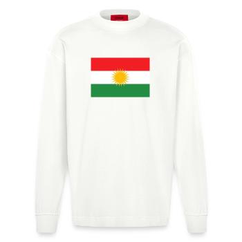 Kurdistan Flag Sun Star - Heavyweight Oversized Organic Longsleeve Shirt Made in EU - OFF WHITE - Front