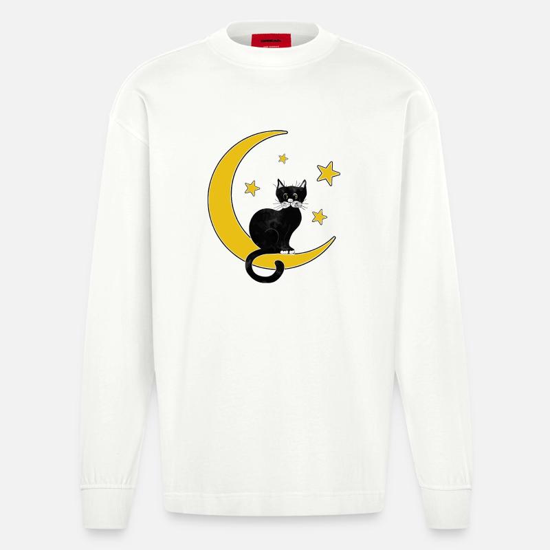 Katze - Heavyweight Oversized Organic Langarmshirt Made in EU - OFF WHITE