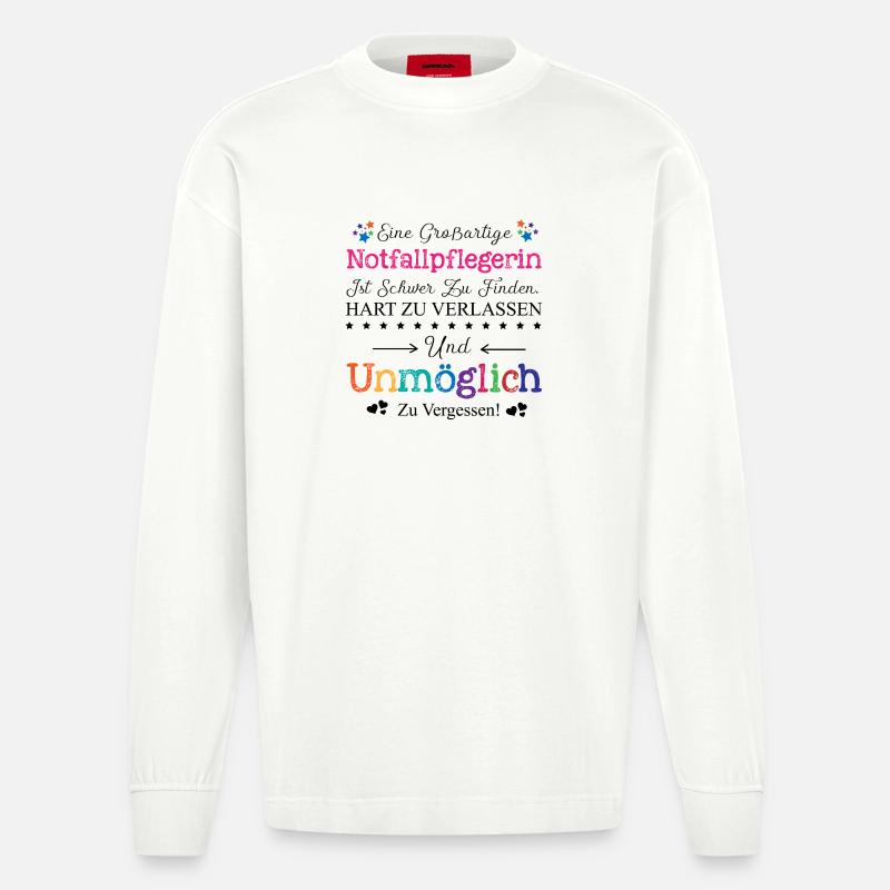 Notfallpflegerin Beruf Geschenk Abschied Pflegerin - Heavyweight Oversized Organic Langarmshirt Made in EU - OFF WHITE