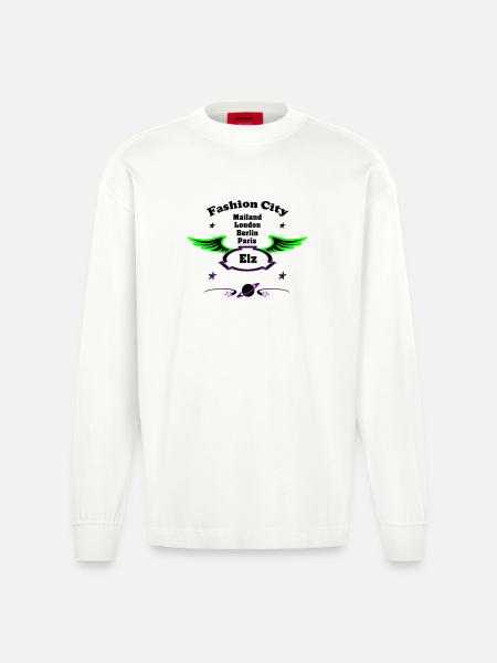Fashion_City - Heavyweight Oversized Organic Longsleeve Shirt Made in EU - OFF WHITE
