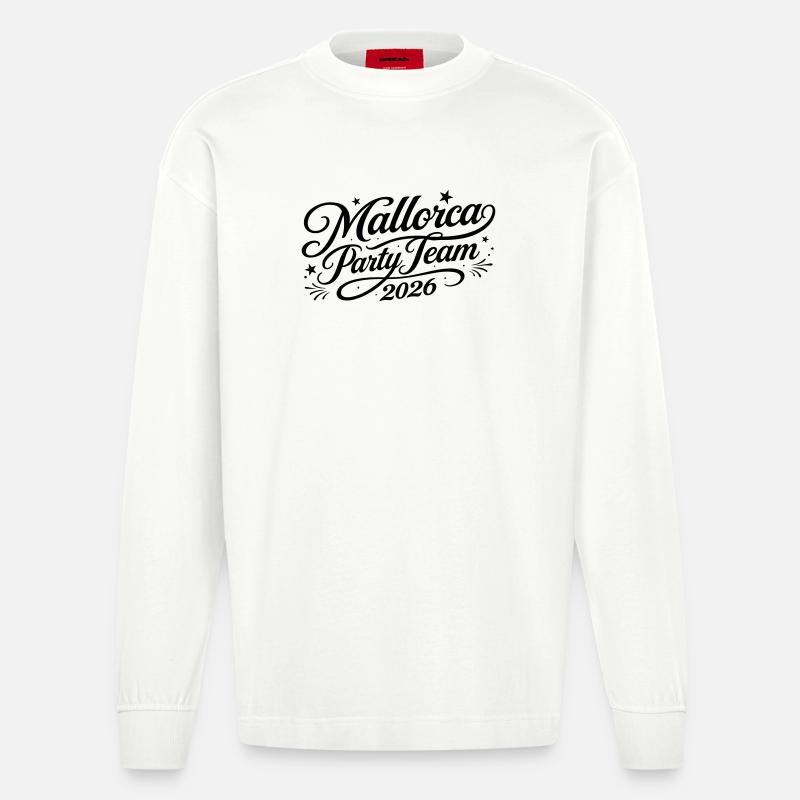 Mallorca Party Team 2026 - Heavyweight Oversized Organic Langarmshirt Made in EU - OFF WHITE