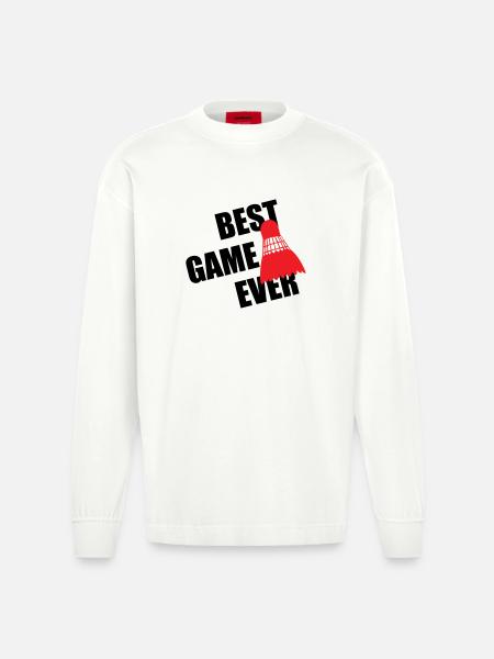 Badminton Best Game Ever - Heavyweight Oversized Organic Longsleeve Shirt Made in EU - OFF WHITE