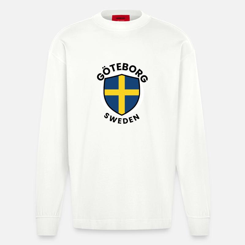 Bouclier du drapeau de Göteborg - Manches longues bio épais oversize fabriqué en UE - OFF WHITE