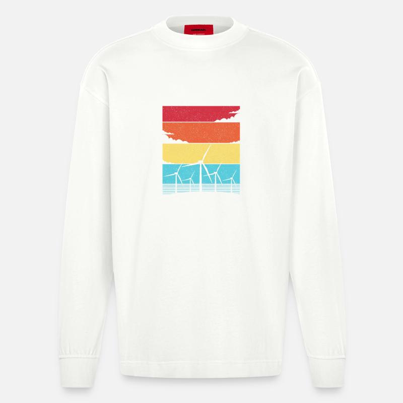 Énergie éolienne Éolienne Éolienne - Manches longues bio épais oversize fabriqué en UE - OFF WHITE