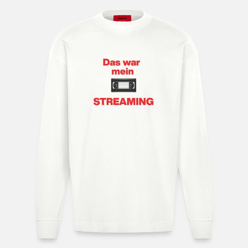 Das war Streaming, Videokasette früher, damals - Heavyweight Oversized Organic Langarmshirt Made in EU - OFF WHITE