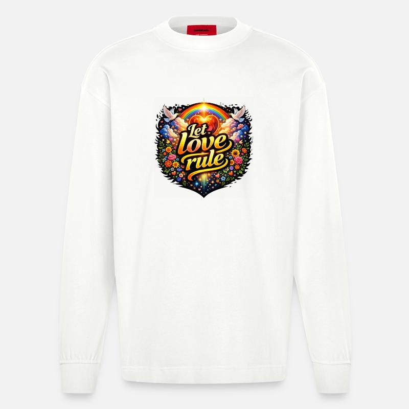 Lass die Liebe herrschen - Heavyweight Oversized Organic Langarmshirt Made in EU - OFF WHITE