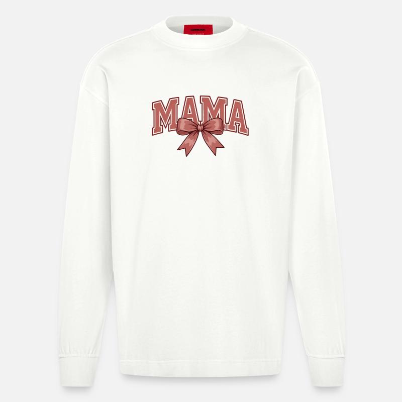 Mama Schleife – Süßes Mama Statement Design - Heavyweight Oversized Organic Langarmshirt Made in EU - OFF WHITE