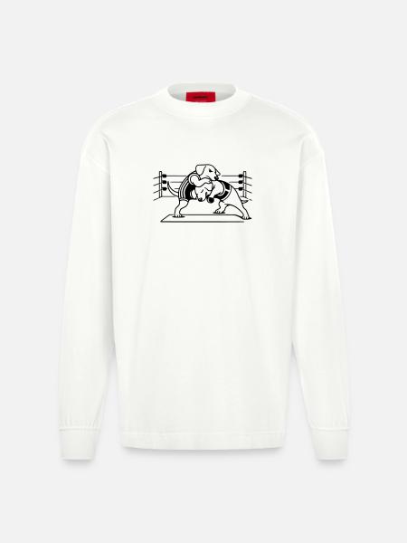 Chien de lutte - Manches longues bio épais oversize fabriqué en UE - OFF WHITE
