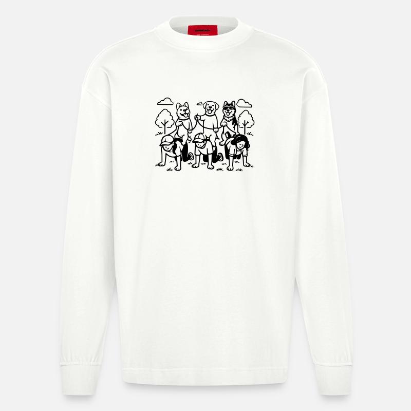 Gassi Gehen Dog Edition dog rules - Heavyweight Oversized Organic Langarmshirt Made in EU - OFF WHITE