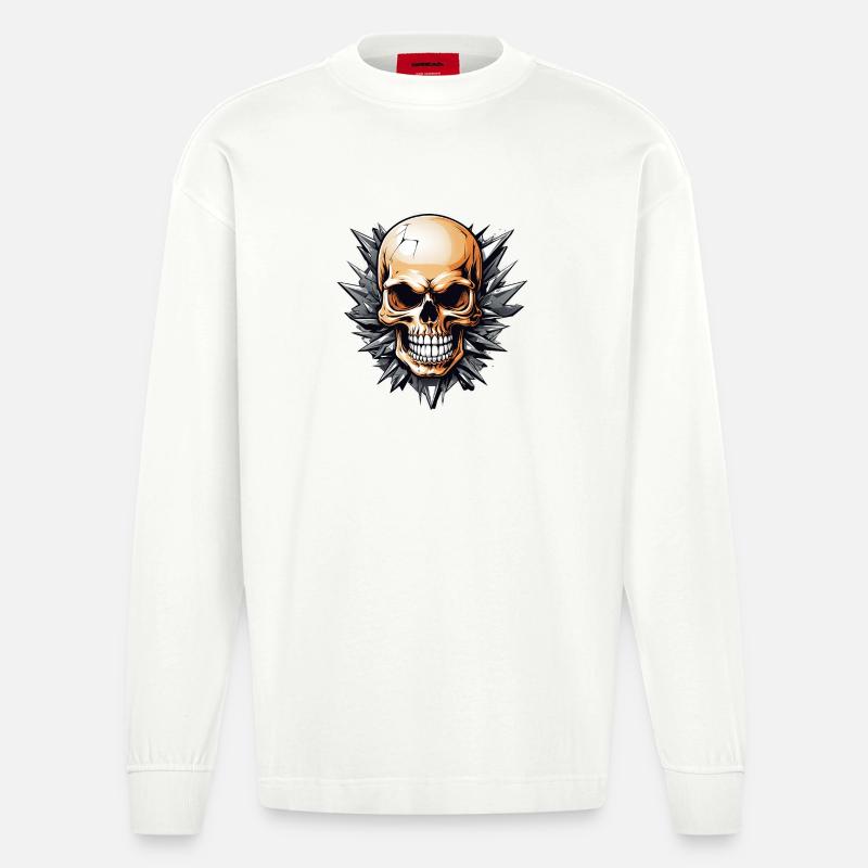 Spikeskull avec Étoile Épineuse - Manches longues bio épais oversize fabriqué en UE - OFF WHITE