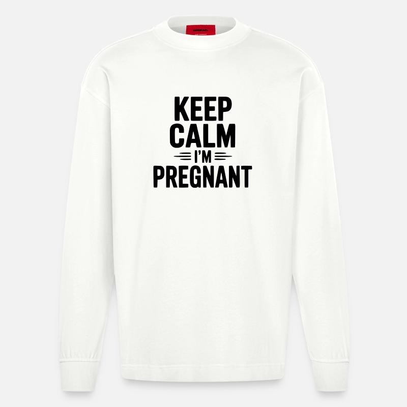 Reste calme, je suis enceinte - Manches longues bio épais oversize fabriqué en UE - OFF WHITE