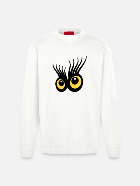 Eyes - Heavyweight Oversized Organic Longsleeve Shirt Made in EU - OFF WHITE