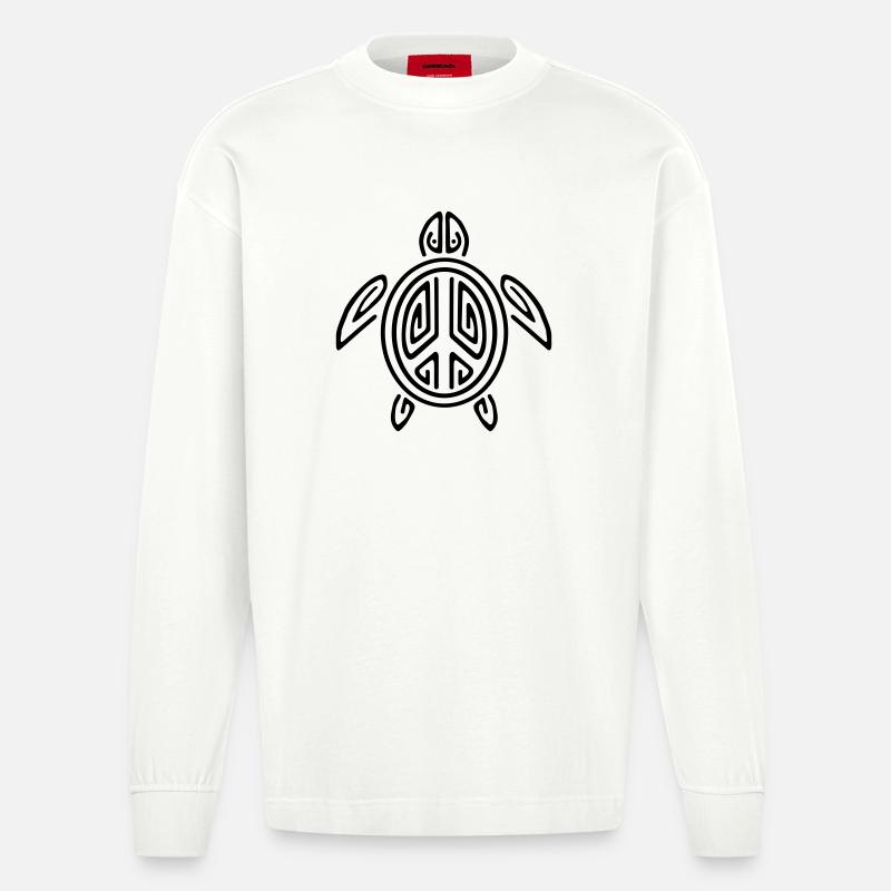 Turtle Peace - Heavyweight Oversized Organic Langarmshirt Made in EU - OFF WHITE