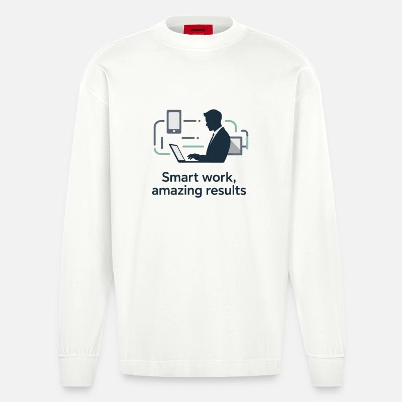 Smart Work Tech Silhouette - Heavyweight Oversized Organic Longsleeve Shirt Made in EU - OFF WHITE