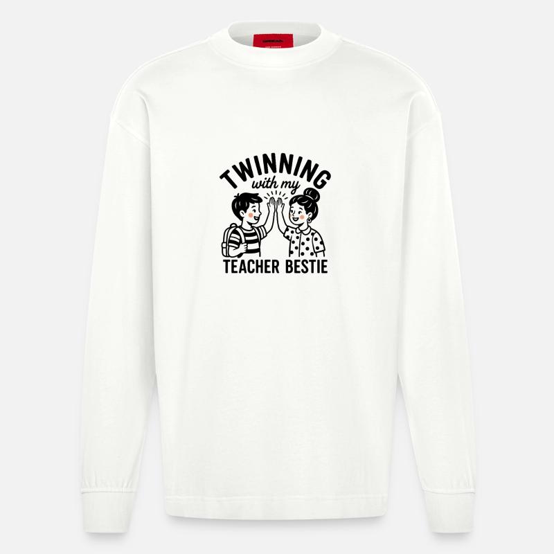 Partnerschaft mit meiner besten Lehrerin - Heavyweight Oversized Organic Langarmshirt Made in EU - OFF WHITE