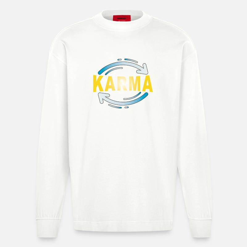 Karma - Minimalistisches Statement Design - Heavyweight Oversized Organic Langarmshirt Made in EU - OFF WHITE