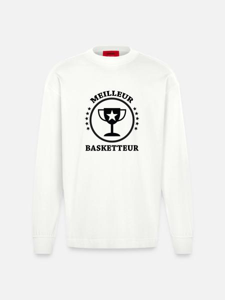 Best Basketball Player - Heavyweight Oversized Organic Longsleeve Shirt Made in EU - OFF WHITE