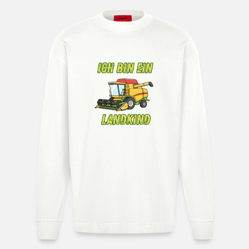 Traktor - Ich bin ein Landkind - Heavyweight Oversized Organic Langarmshirt Made in EU - OFF WHITE