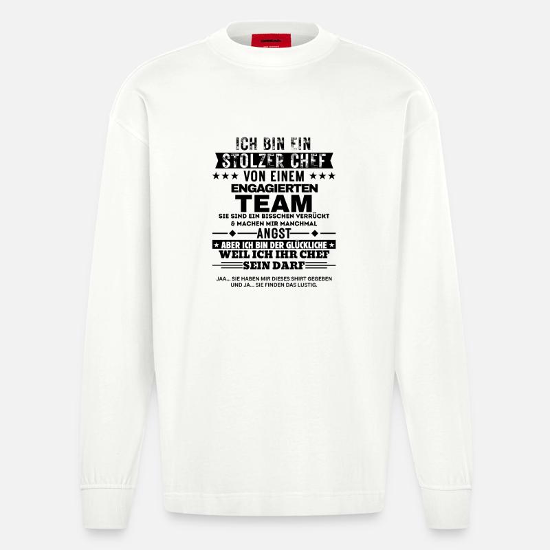 Fier patron d’une équipe dévouée - Manches longues bio épais oversize fabriqué en UE - OFF WHITE