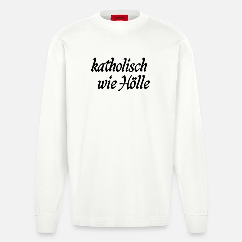 Catholic as hell - Heavyweight Oversized Organic Longsleeve Shirt Made in EU - OFF WHITE