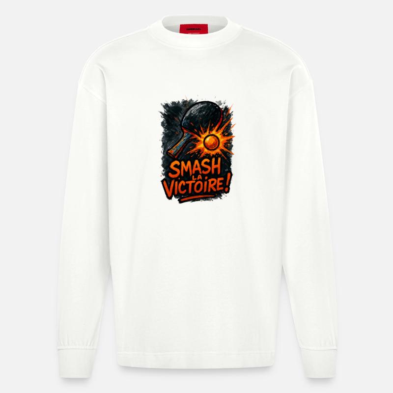 Zerstört den Sieg! Tischtennis - Heavyweight Oversized Organic Langarmshirt Made in EU - OFF WHITE