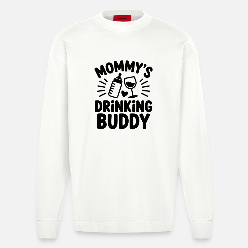 Le compagnon de beuverie de Maman - Manches longues bio épais oversize fabriqué en UE - OFF WHITE