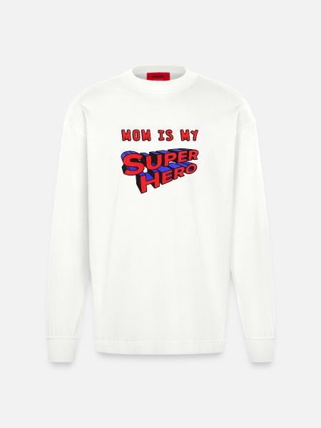 Mama ist meine Superheldin - Heavyweight Oversized Organic Langarmshirt Made in EU - OFF WHITE