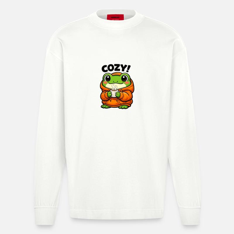 Sweat à capuche Pullover Grenouille Douillet - Manches longues bio épais oversize fabriqué en UE - OFF WHITE