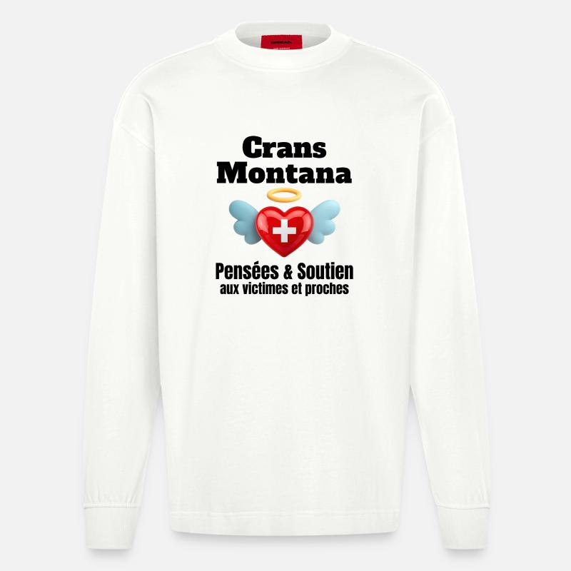 Schweiz, ich bin Schweizerin, Crans-Montana - Heavyweight Oversized Organic Langarmshirt Made in EU - OFF WHITE