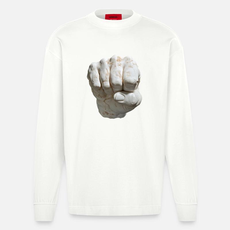 Feste Faust Marmorlook - Heavyweight Oversized Organic Langarmshirt Made in EU - OFF WHITE